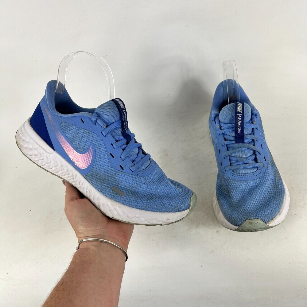 Nike Revolution 5 Sneakers Women's 8.5 Blue Lace Up Running Shoes CZ8663-400